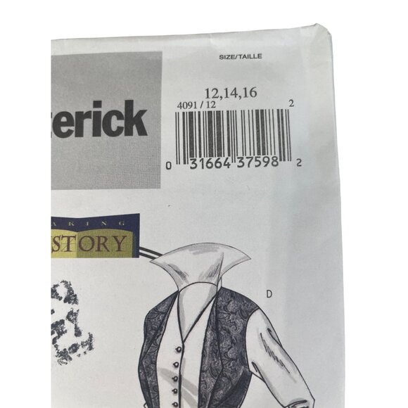 Butterick Sewing Pattern Sizes 12-16 B4091 Basque Shirt Making History UNCUT - Picture 2 of 7